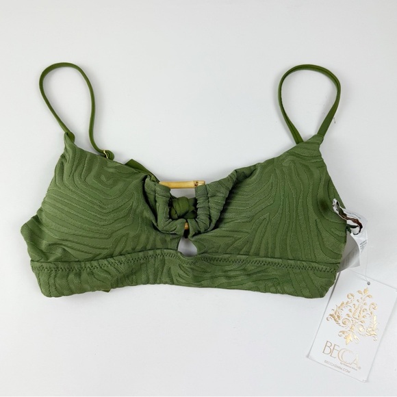 Becca Bikini Top Womens Small Green Swim NWT NEW - Picture 1 of 8